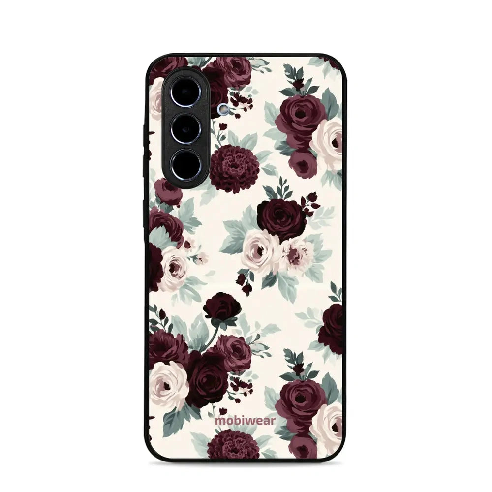 Handyhülle für Galaxy A36 5G, Mobiwear Glossy Case, Rosen mit Salbei auf Creme