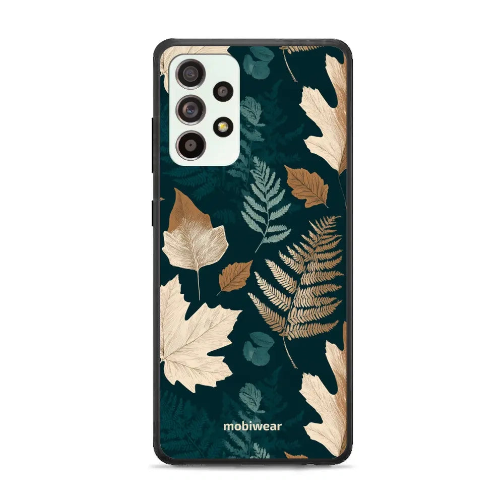 Handyhülle für Galaxy A52 5G / 4G, Mobiwear Glossy Case, Herbarium aus Blättern und Farnen