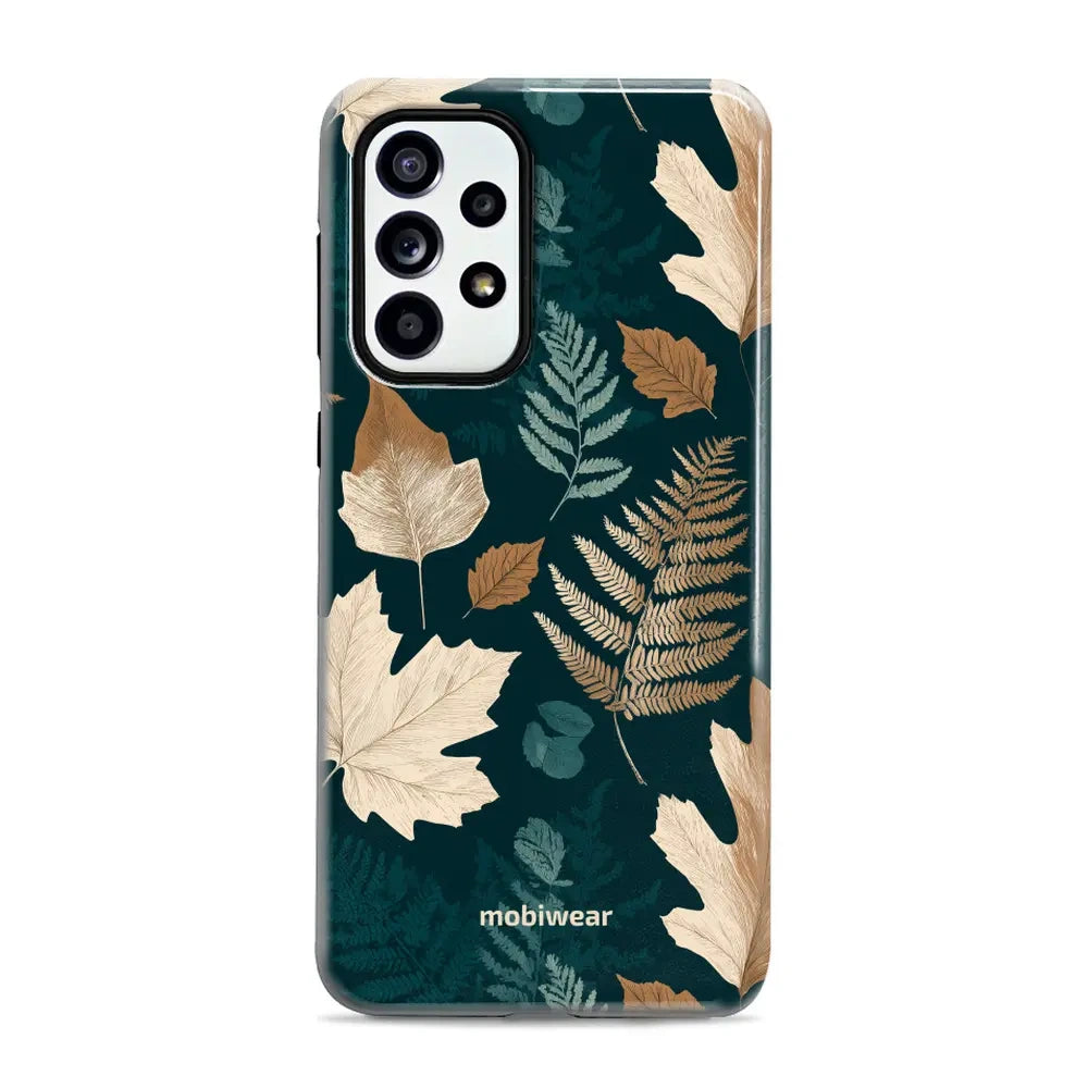 Handyhülle für Galaxy A52 5G / 4G, Mobiwear Elite Pro, Herbarium aus Blättern und Farnen