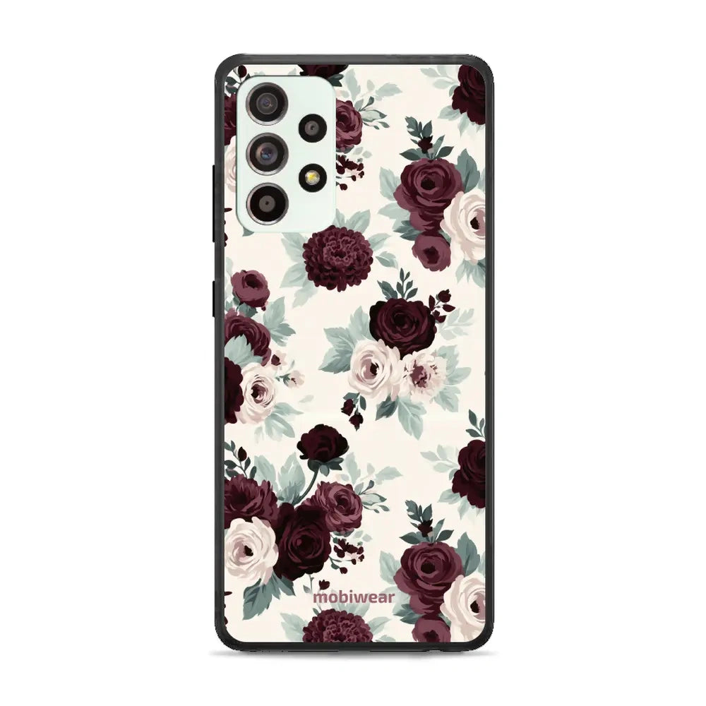 Handyhülle für Galaxy A52s 5G, Mobiwear Glossy Case, Rosen mit Salbei auf Creme