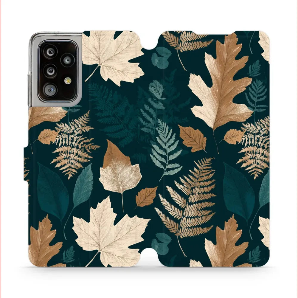 Handyhülle mit klappe für Galaxy A52s 5G, Mobiwear Book, Herbarium aus Blättern und Farnen