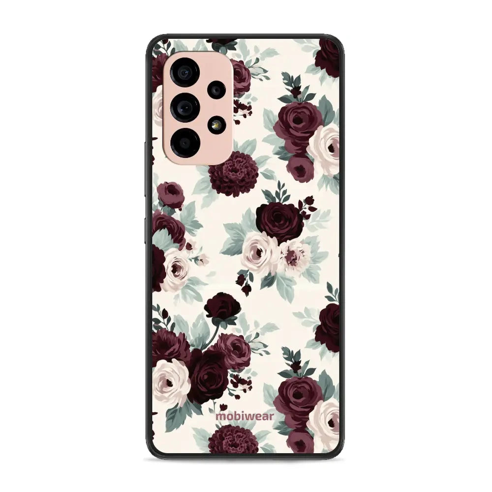Handyhülle für Galaxy A53 5G, Mobiwear Glossy Case, Rosen mit Salbei auf Creme