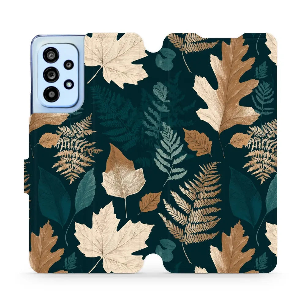 Handyhülle mit klappe für Galaxy A53 5G, Mobiwear Book, Herbarium aus Blättern und Farnen