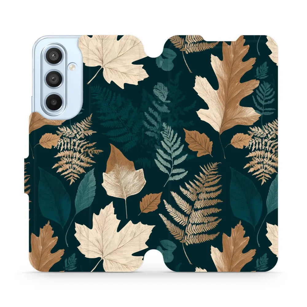 Handyhülle mit klappe für Galaxy A54 5G, Mobiwear Book, Herbarium aus Blättern und Farnen