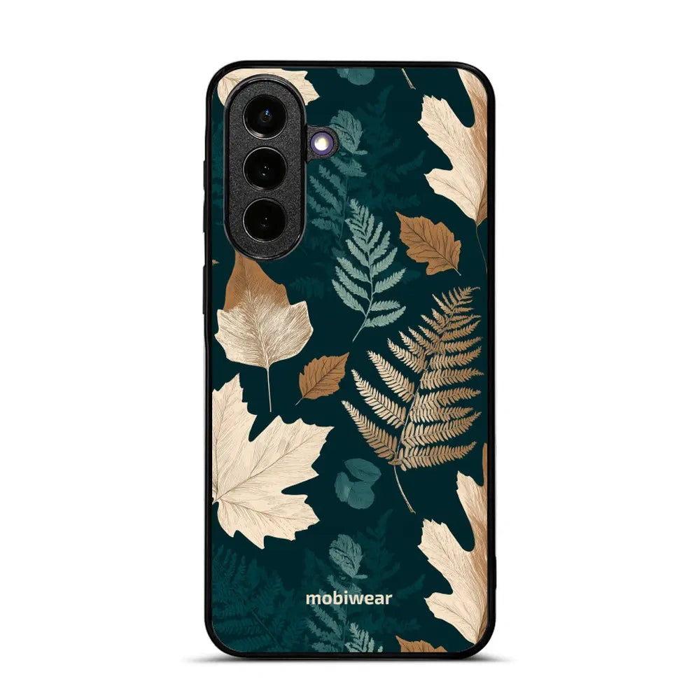 Handyhülle für Galaxy A57 5G, Mobiwear Glossy Case, Herbarium aus Blättern und Farnen