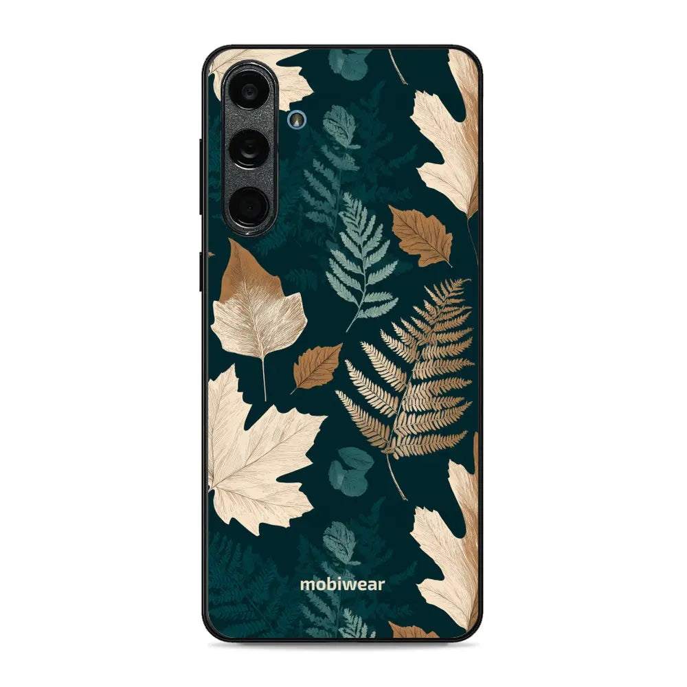 Handyhülle für Galaxy M55 5G, Mobiwear Glossy Case, Herbarium aus Blättern und Farnen