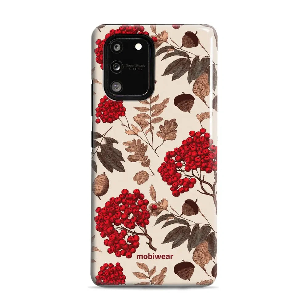 Handyhülle für Galaxy S10 Lite, Mobiwear Elite Pro, Vogelbeeren auf Ecru