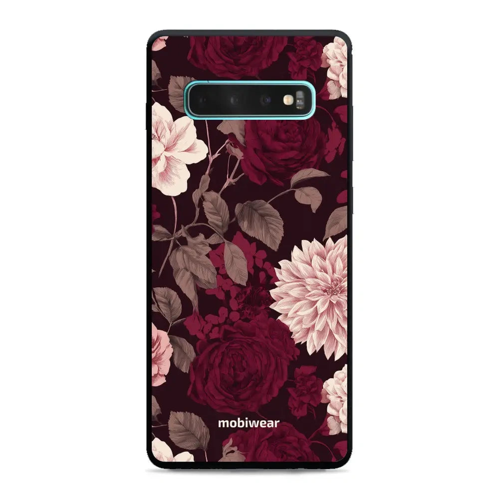 Handyhülle für Galaxy S10 Plus, Mobiwear Glossy Case, Wein und Dahlien