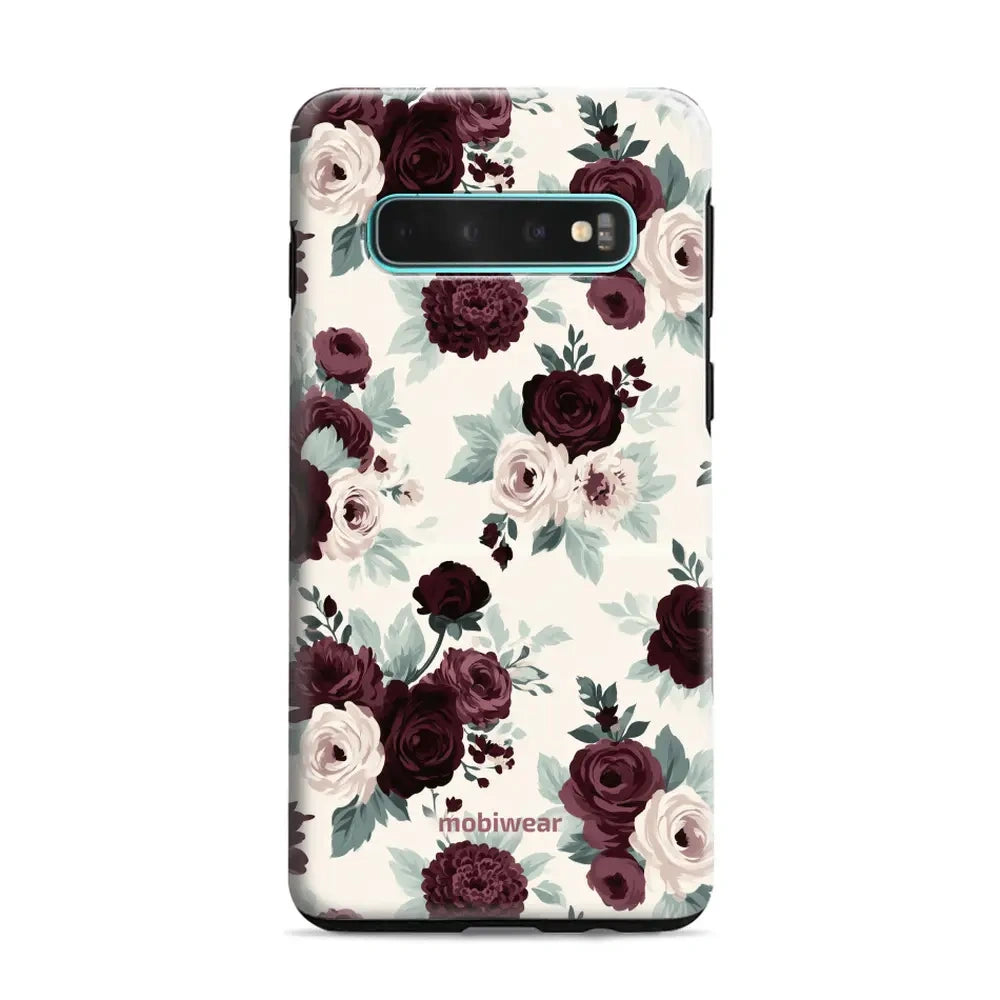 Handyhülle für Galaxy S10 Plus, Mobiwear Elite Pro, Rosen mit Salbei auf Creme