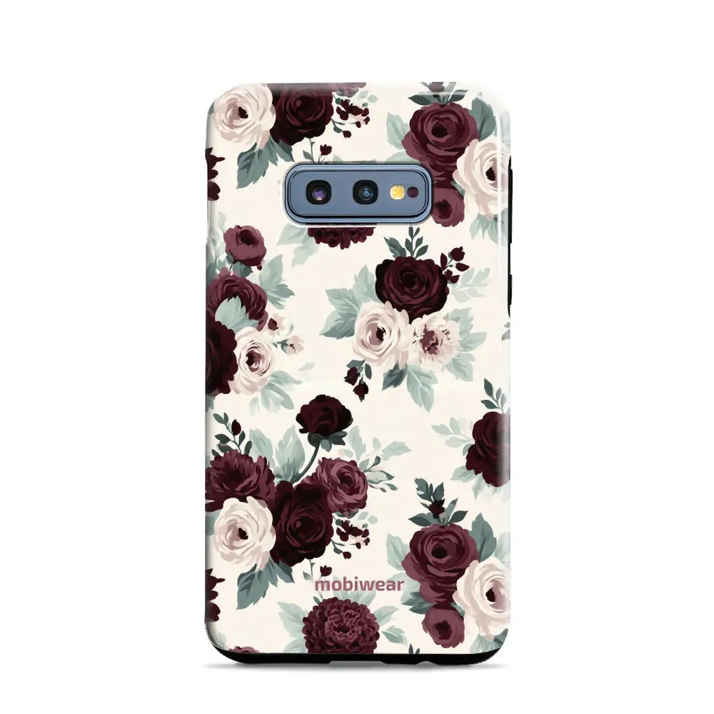 Handyhülle für Galaxy S10e, Mobiwear Elite Pro, Rosen mit Salbei auf Creme