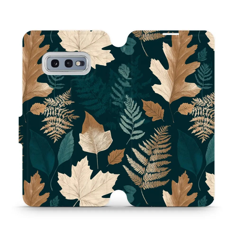 Handyhülle mit klappe für Galaxy S10e, Mobiwear Book, Herbarium aus Blättern und Farnen