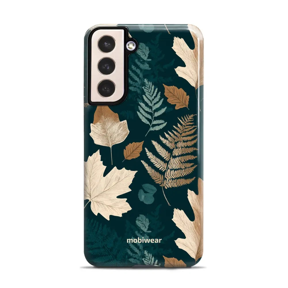 Handyhülle für Galaxy S21 Plus 5G, Mobiwear Elite Pro, Herbarium aus Blättern und Farnen