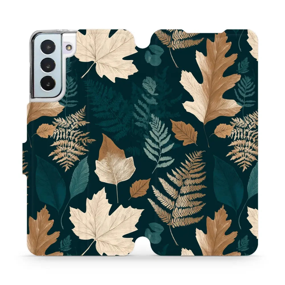 Handyhülle mit klappe für Galaxy S21 Plus 5G, Mobiwear Book, Herbarium aus Blättern und Farnen