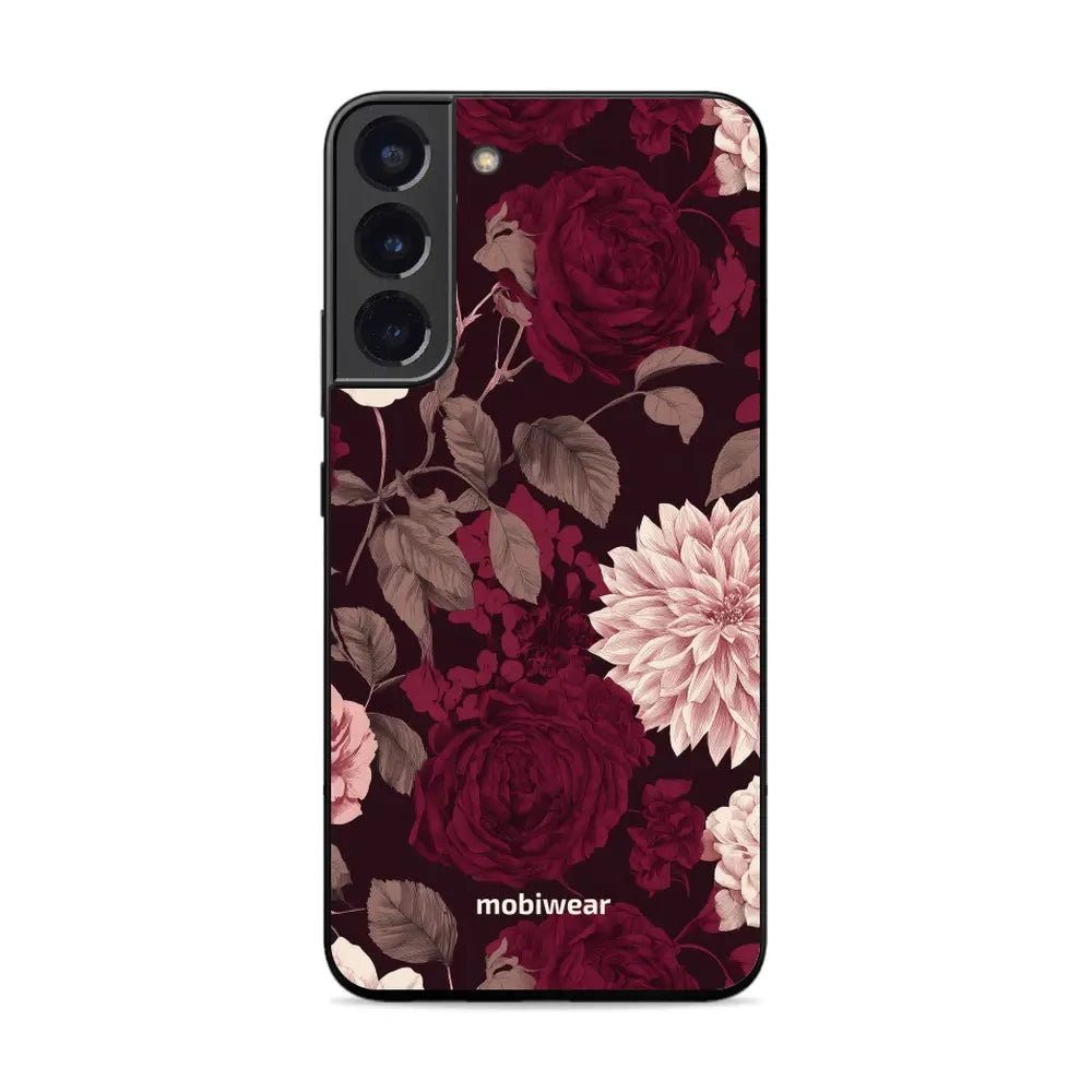 Handyhülle für Galaxy S22 Plus 5G, Mobiwear Glossy Case, Wein und Dahlien
