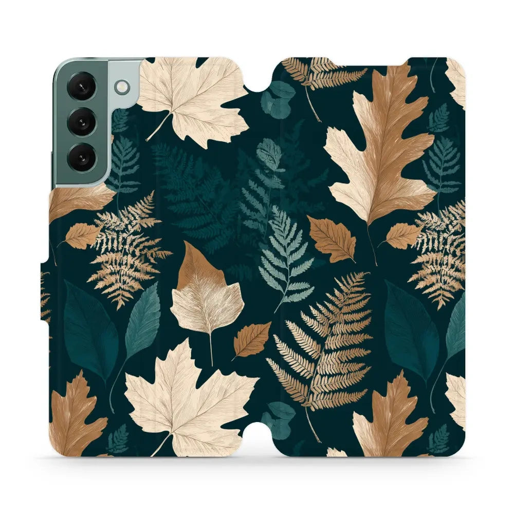 Handyhülle mit klappe für Galaxy S22 Plus 5G, Mobiwear Book, Herbarium aus Blättern und Farnen