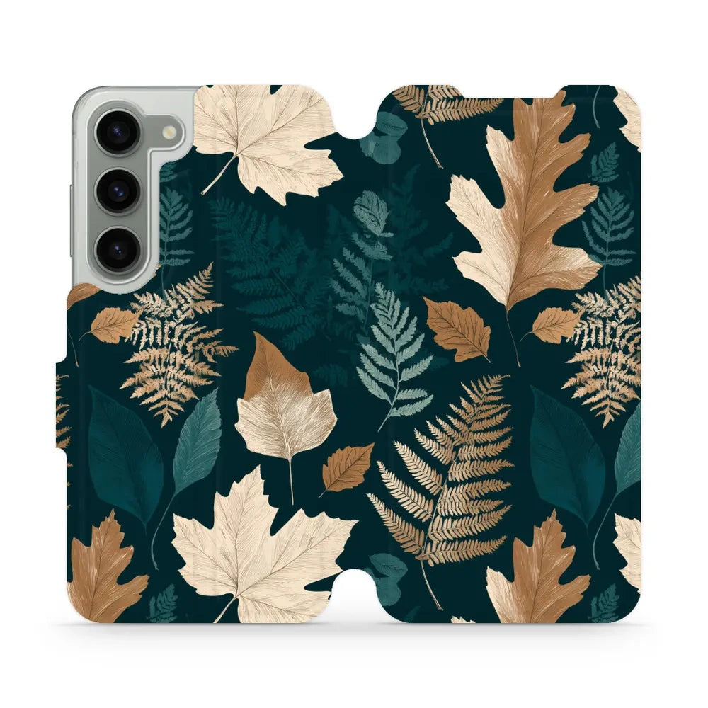 Handyhülle mit klappe für Galaxy S23, Mobiwear Book, Herbarium aus Blättern und Farnen