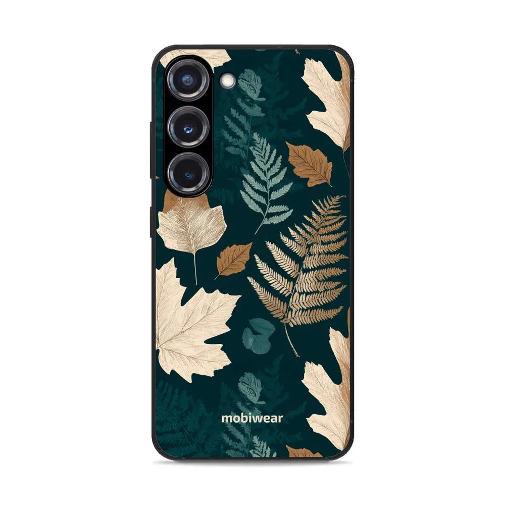 Handyhülle für Galaxy S23 Plus, Mobiwear Glossy Case, Herbarium aus Blättern und Farnen