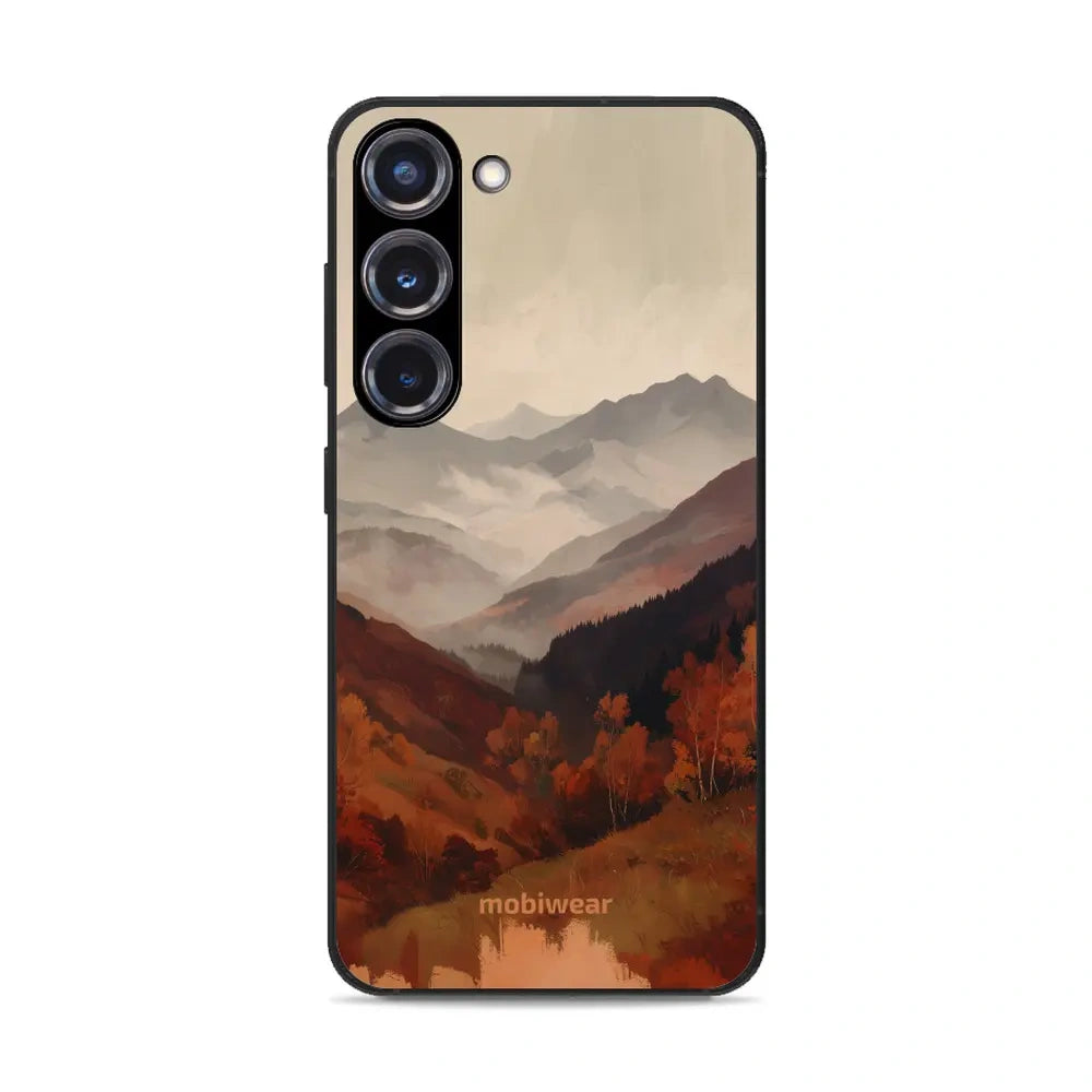 Handyhülle für Galaxy S23 Plus, Mobiwear Glossy Case, Nebliges Tal in den Bergen
