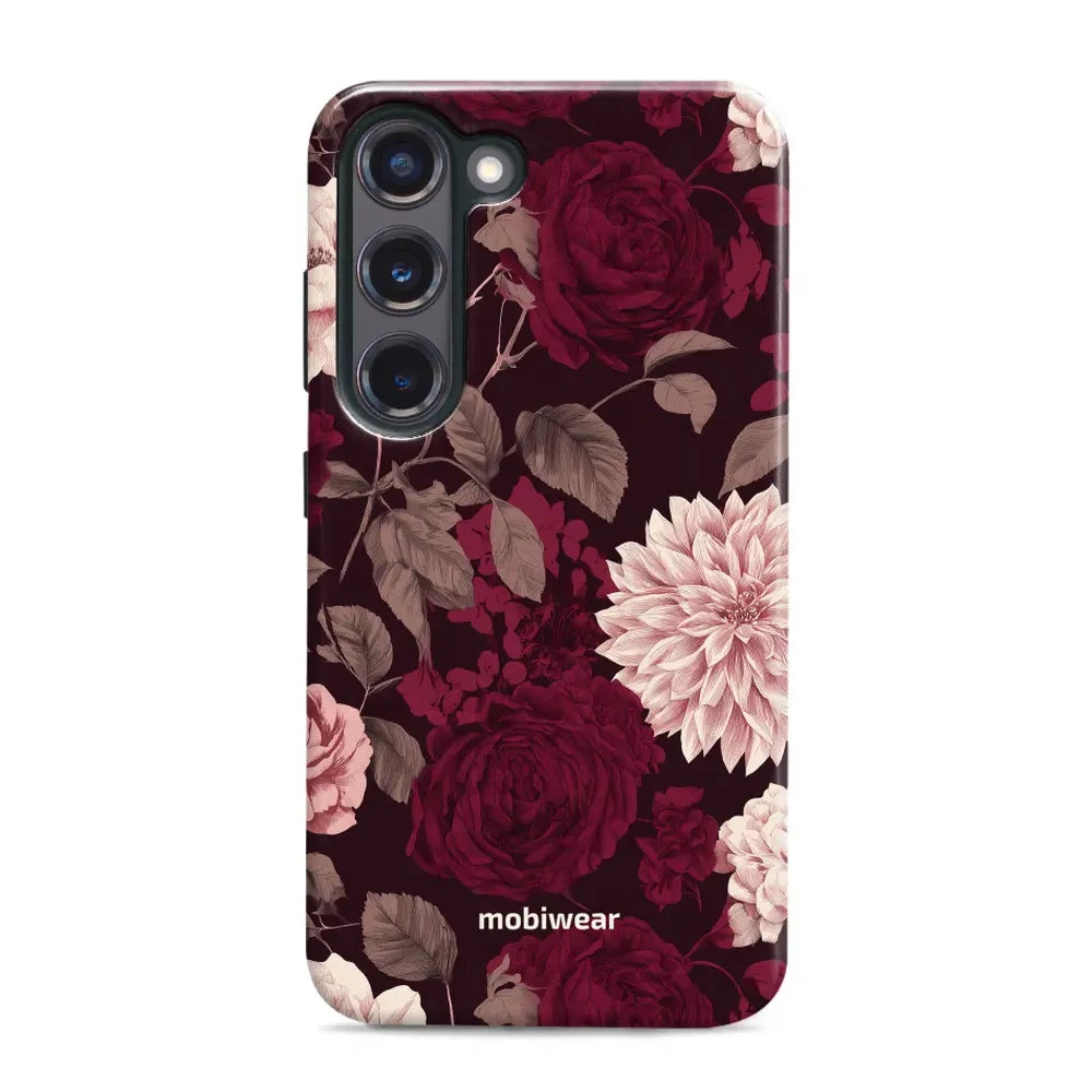 Handyhülle für Galaxy S23 Plus, Mobiwear Elite Pro, Wein und Dahlien
