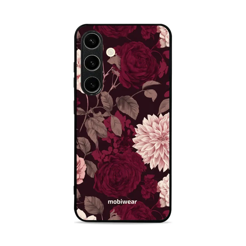Handyhülle für Galaxy S24, Mobiwear Glossy Case, Wein und Dahlien