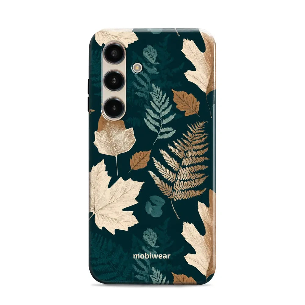 Handyhülle für Galaxy S24 mit MagSafe, Mobiwear Elite Pro, Herbarium aus Blättern und Farnen