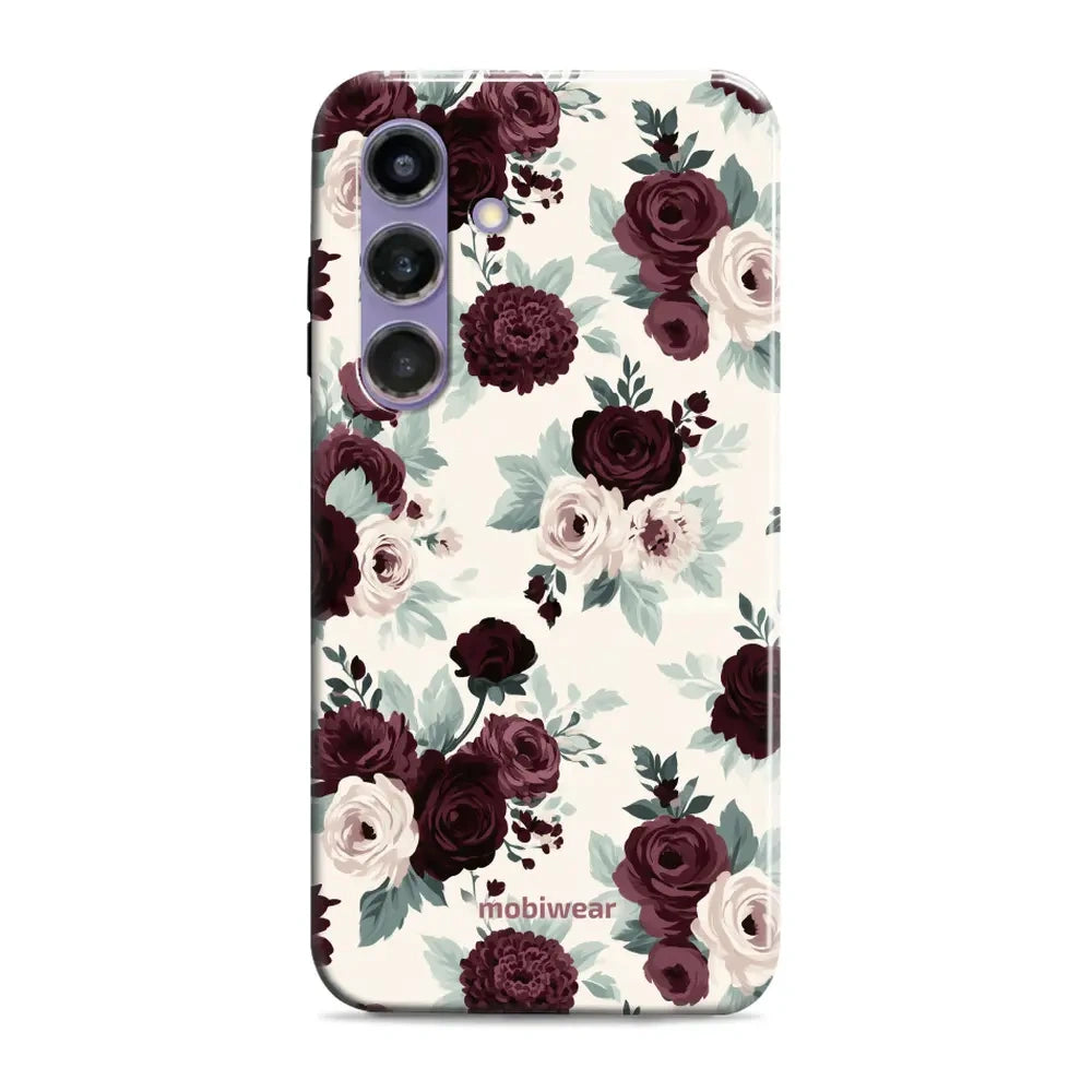 Handyhülle für Galaxy S24 Plus mit MagSafe, Mobiwear Elite Pro, Rosen mit Salbei auf Creme