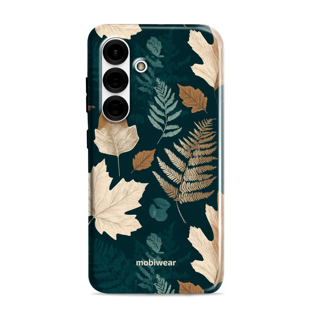 Handyhülle für Galaxy S25, Mobiwear Elite Pro, Herbarium aus Blättern und Farnen