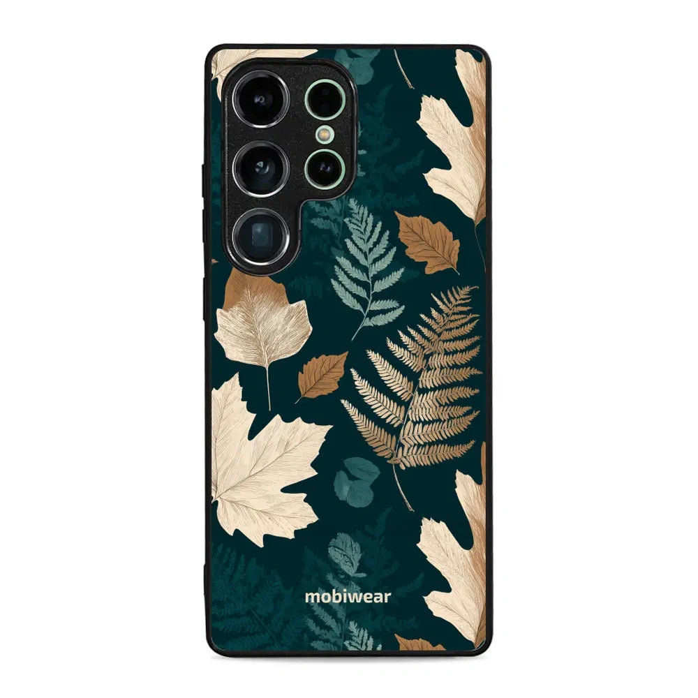 Handyhülle für Galaxy S25 Ultra, Mobiwear Glossy Case, Herbarium aus Blättern und Farnen