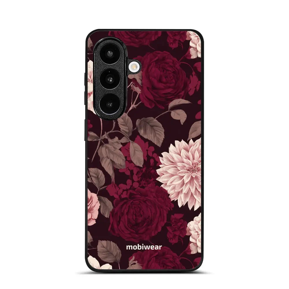 Handyhülle für Galaxy S26, Mobiwear Glossy Case, Wein und Dahlien