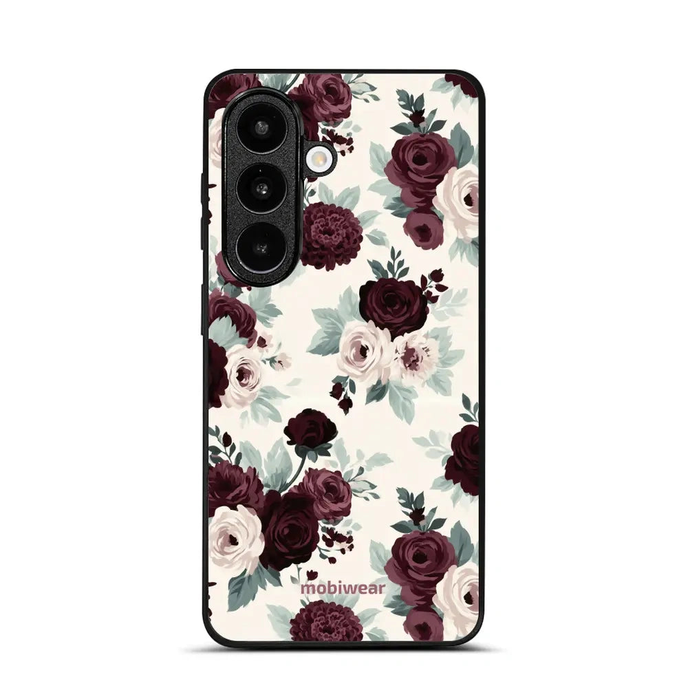 Handyhülle für Galaxy S26, Mobiwear Glossy Case, Rosen mit Salbei auf Creme