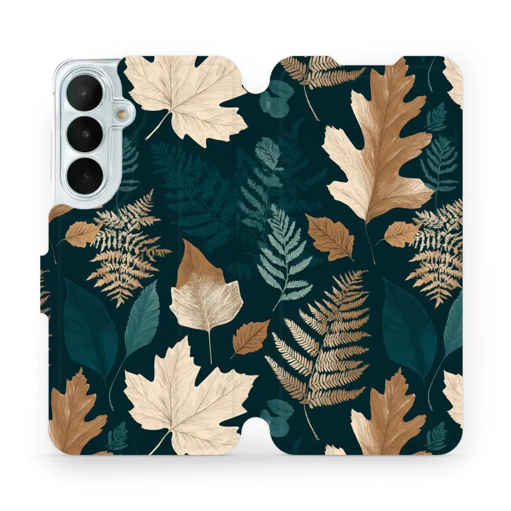 Handyhülle mit klappe für Galaxy S26 FE, Mobiwear Book, Herbarium aus Blättern und Farnen
