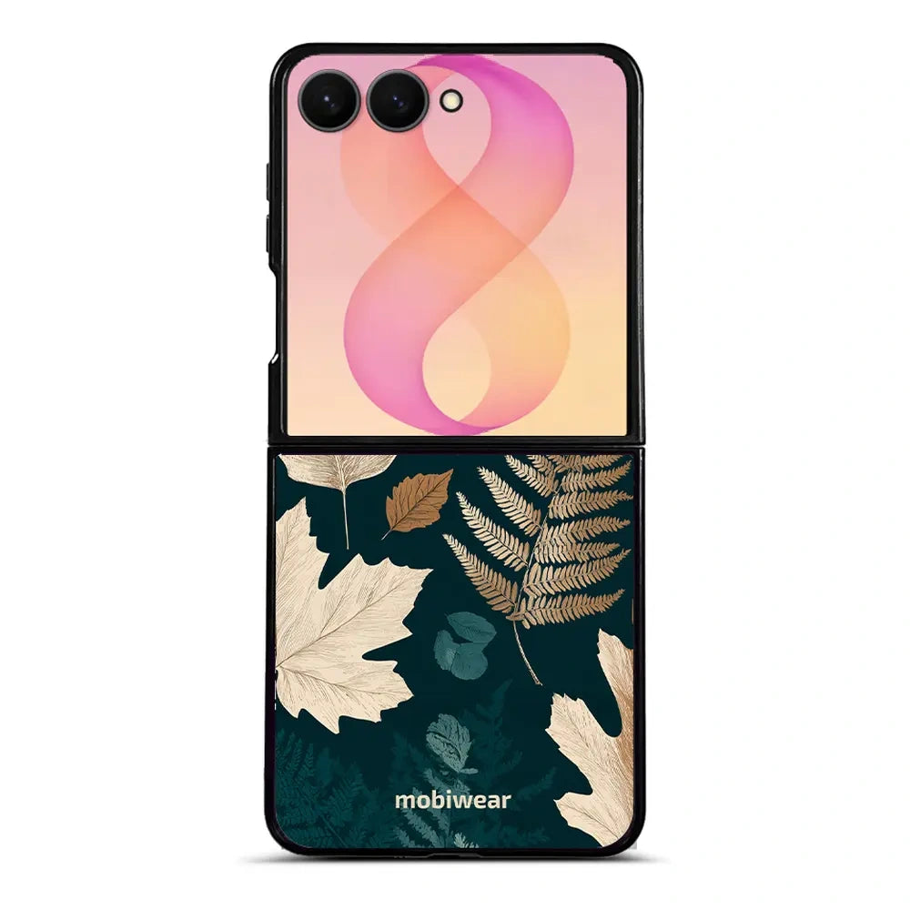 Handyhülle für Galaxy Z Flip8, Mobiwear Glossy Case, Herbarium aus Blättern und Farnen