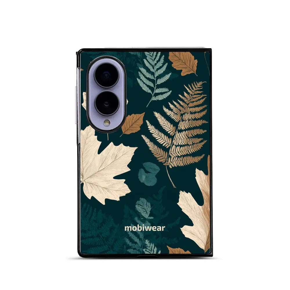 Handyhülle für Galaxy Z Fold8, Mobiwear Glossy Case, Herbarium aus Blättern und Farnen