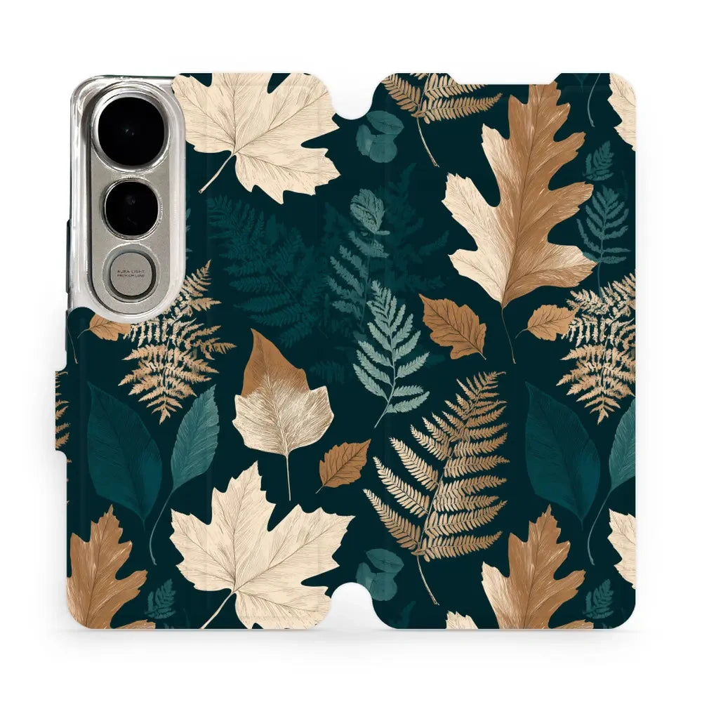 Handyhülle mit klappe für vivo V50 Lite 5G / 4G, Mobiwear Book, Herbarium aus Blättern und Farnen