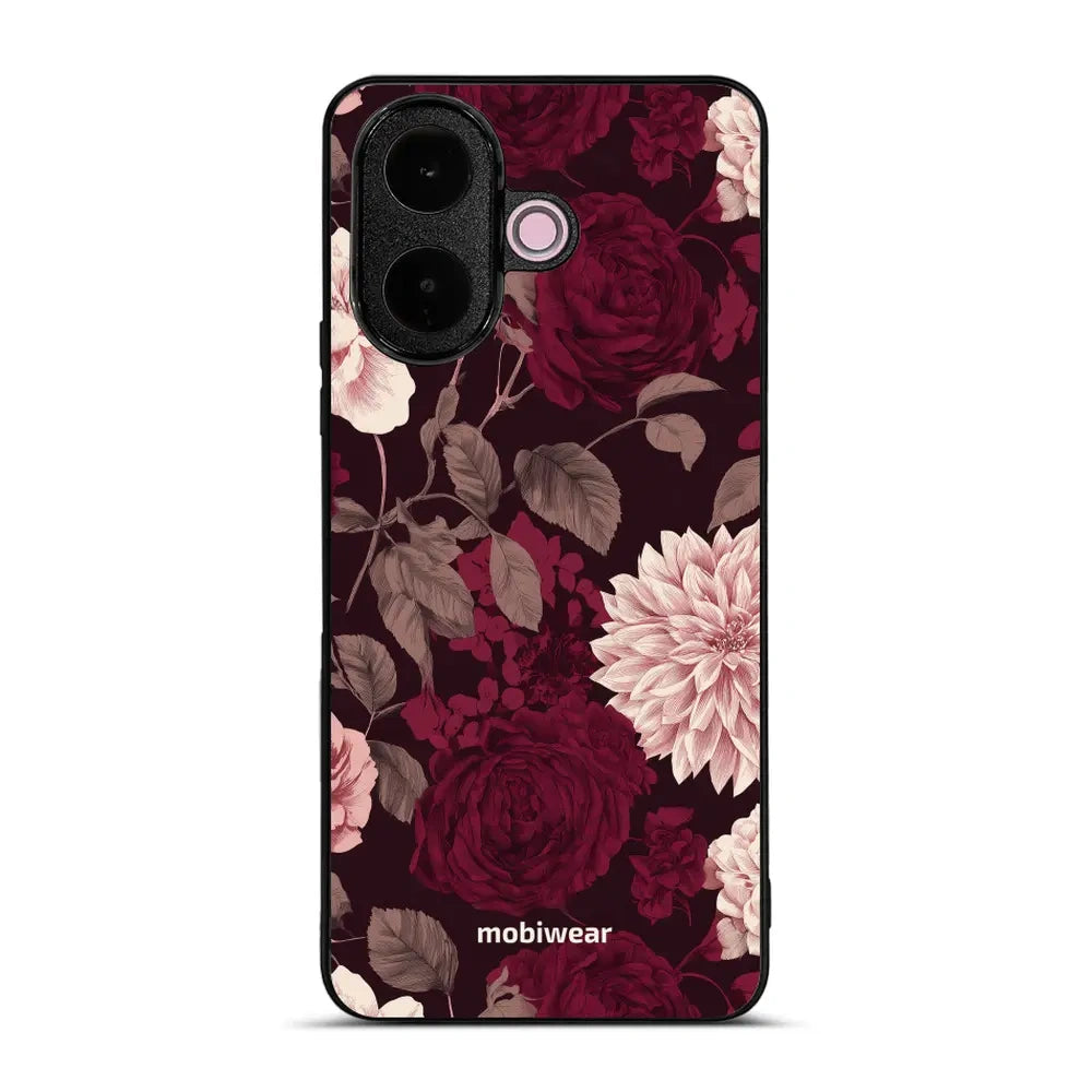 Handyhülle für vivo V60 Lite 5G, Mobiwear Glossy Case, Wein und Dahlien