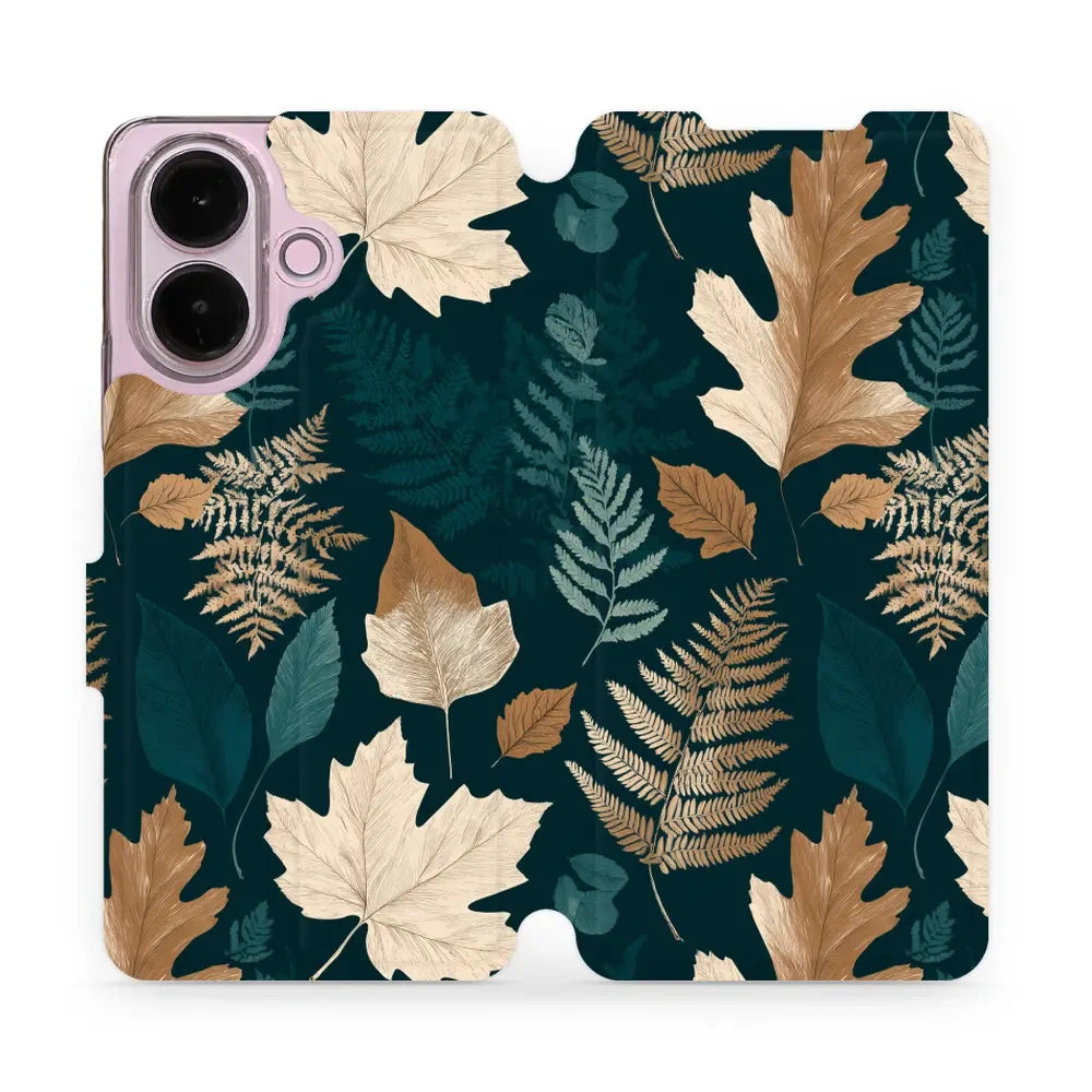 Handyhülle mit klappe für vivo V60 Lite 5G, Mobiwear Book, Herbarium aus Blättern und Farnen