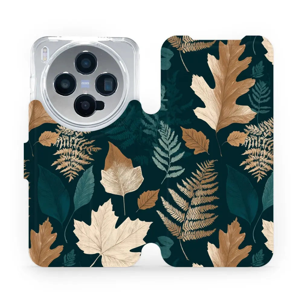 Handyhülle mit klappe für vivo X300, Mobiwear Book, Herbarium aus Blättern und Farnen