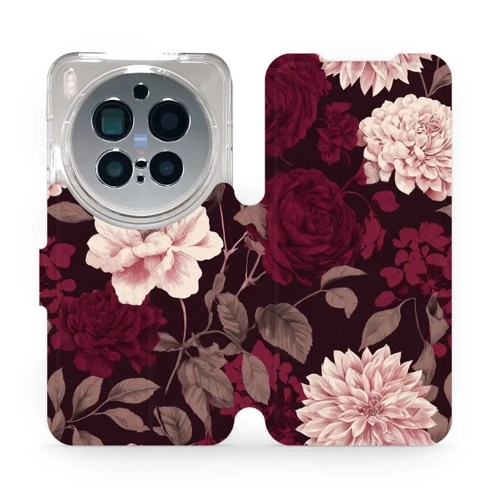 Handyhülle mit klappe für Vivo X300 Pro, Mobiwear Book, Wein und Dahlien