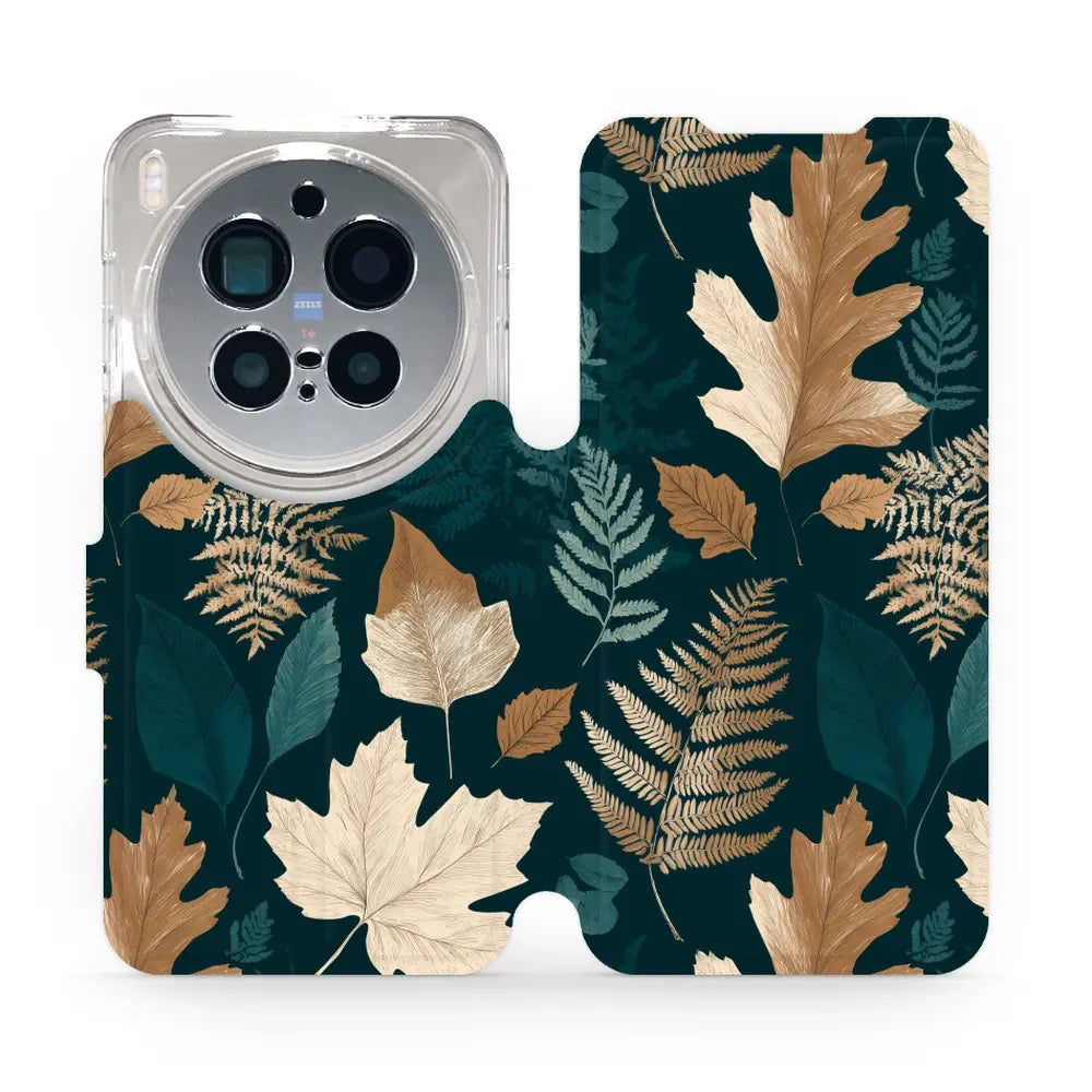 Handyhülle mit klappe für Vivo X300 Pro, Mobiwear Book, Herbarium aus Blättern und Farnen