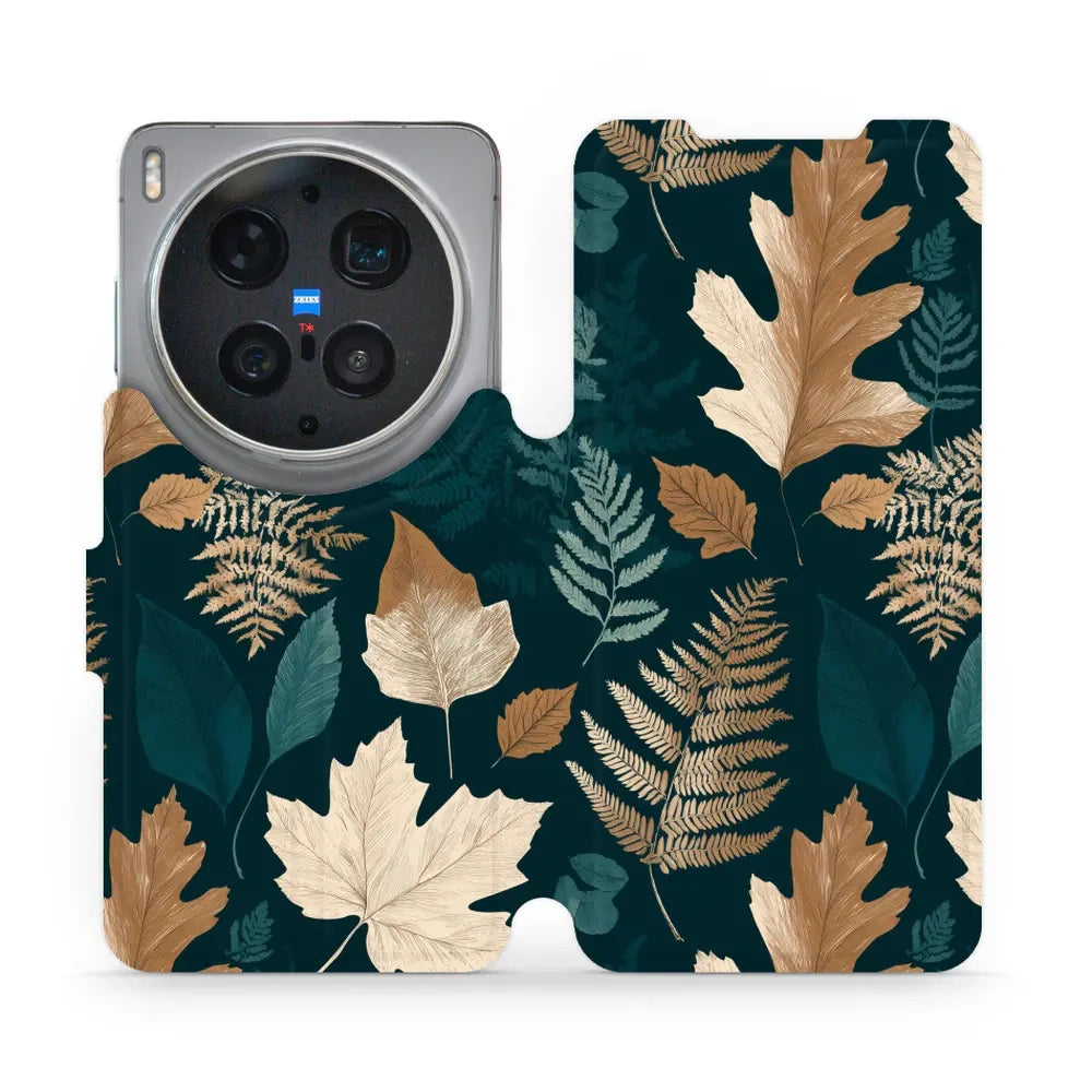 Handyhülle mit klappe für vivo X300 Ultra, Mobiwear Book, Herbarium aus Blättern und Farnen