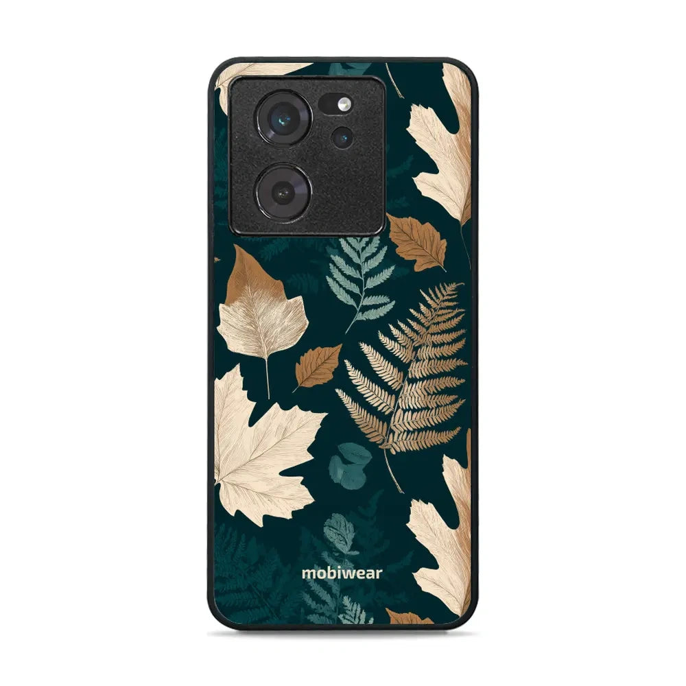 Handyhülle für Xiaomi 13T Pro, Mobiwear Glossy Case, Herbarium aus Blättern und Farnen