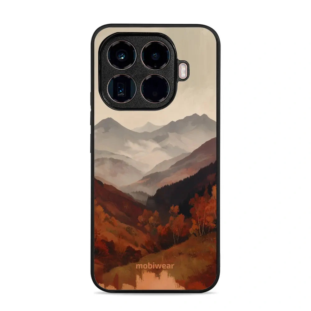 Handyhülle für Xiaomi 15T Pro, Mobiwear Glossy Case, Nebliges Tal in den Bergen