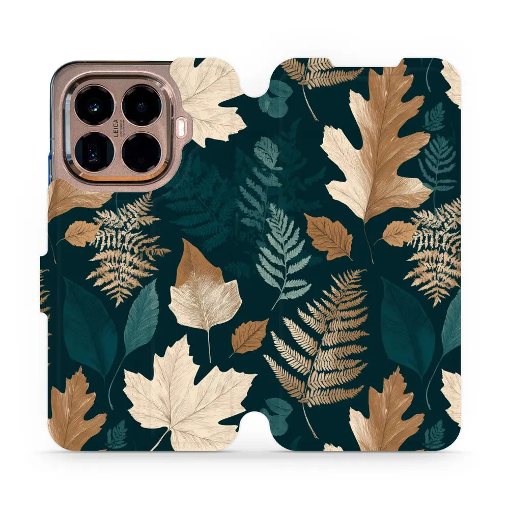 Handyhülle mit klappe für Xiaomi 15T Pro, Mobiwear Book, Herbarium aus Blättern und Farnen