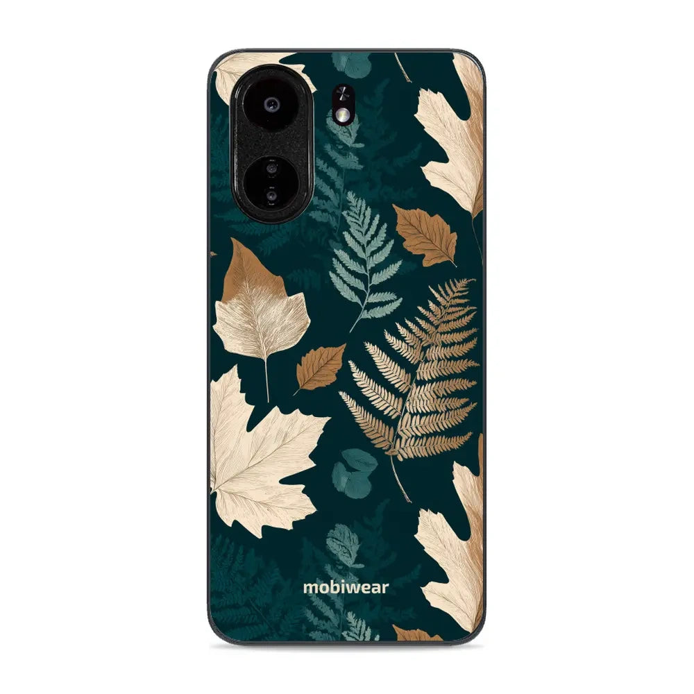 Handyhülle für Xiaomi POCO C65, Mobiwear Glossy Case, Herbarium aus Blättern und Farnen