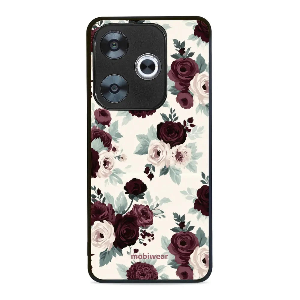 Handyhülle für Xiaomi POCO F6, Mobiwear Glossy Case, Rosen mit Salbei auf Creme