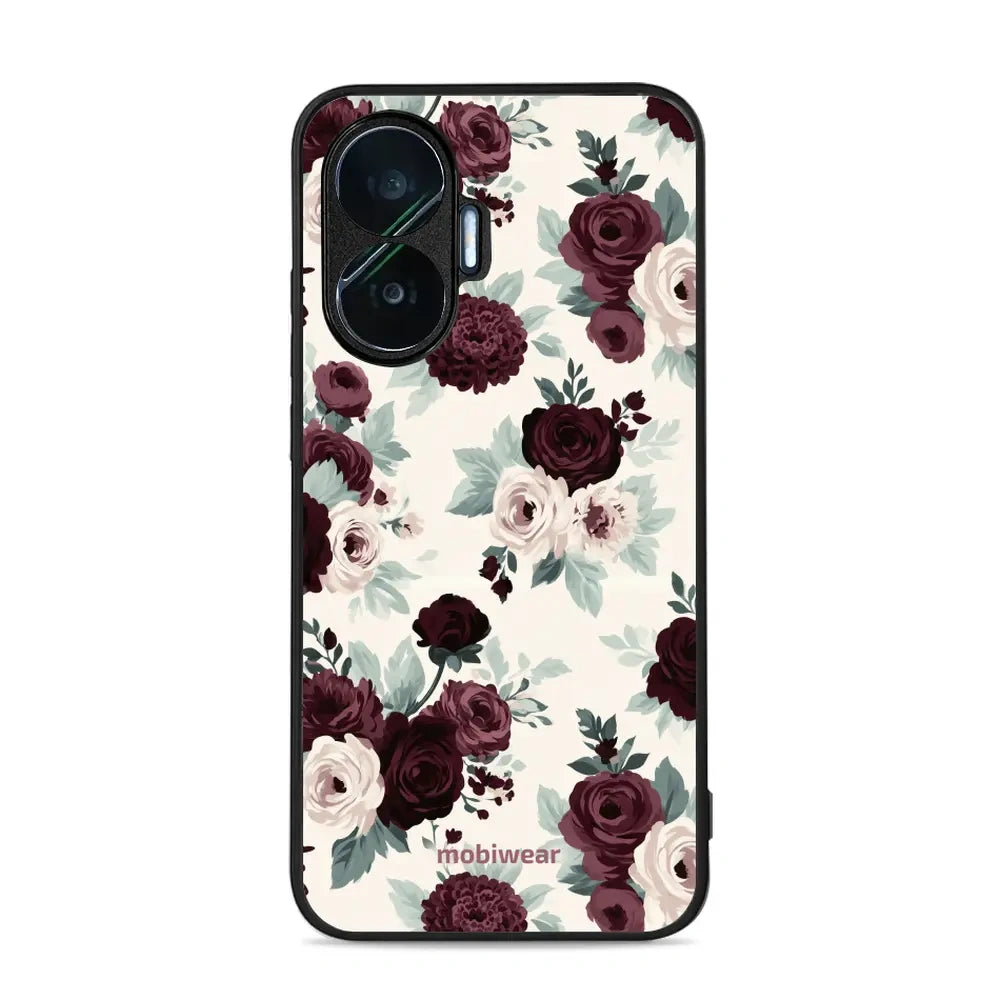 Handyhülle für Xiaomi POCO F7, Mobiwear Glossy Case, Rosen mit Salbei auf Creme