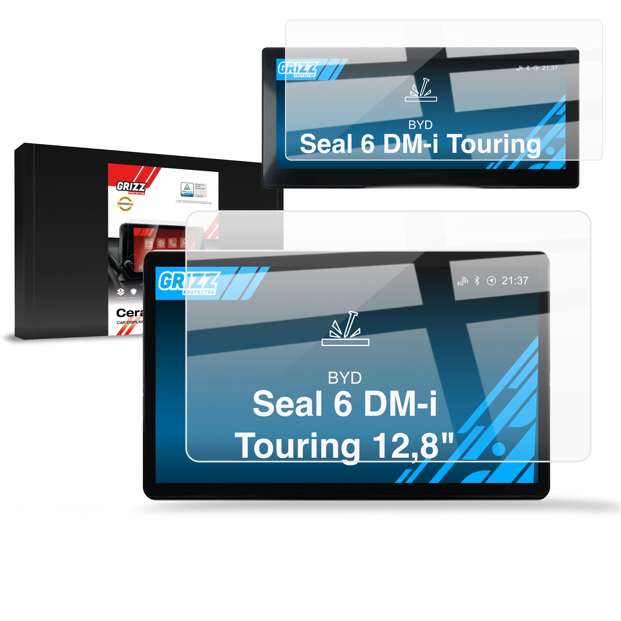 Keramische Autodisplayfolie 2in1 für BYD Seal 6 DM-i Touring 12,8" (2025-2026), Grizz Protector