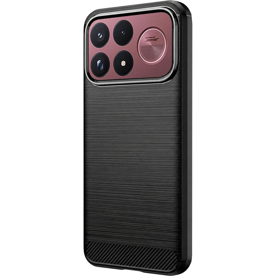 Handyhülle für Xiaomi POCO F9 Ultra, Techsuit Carbon Silicone, Schwarz (7/7)