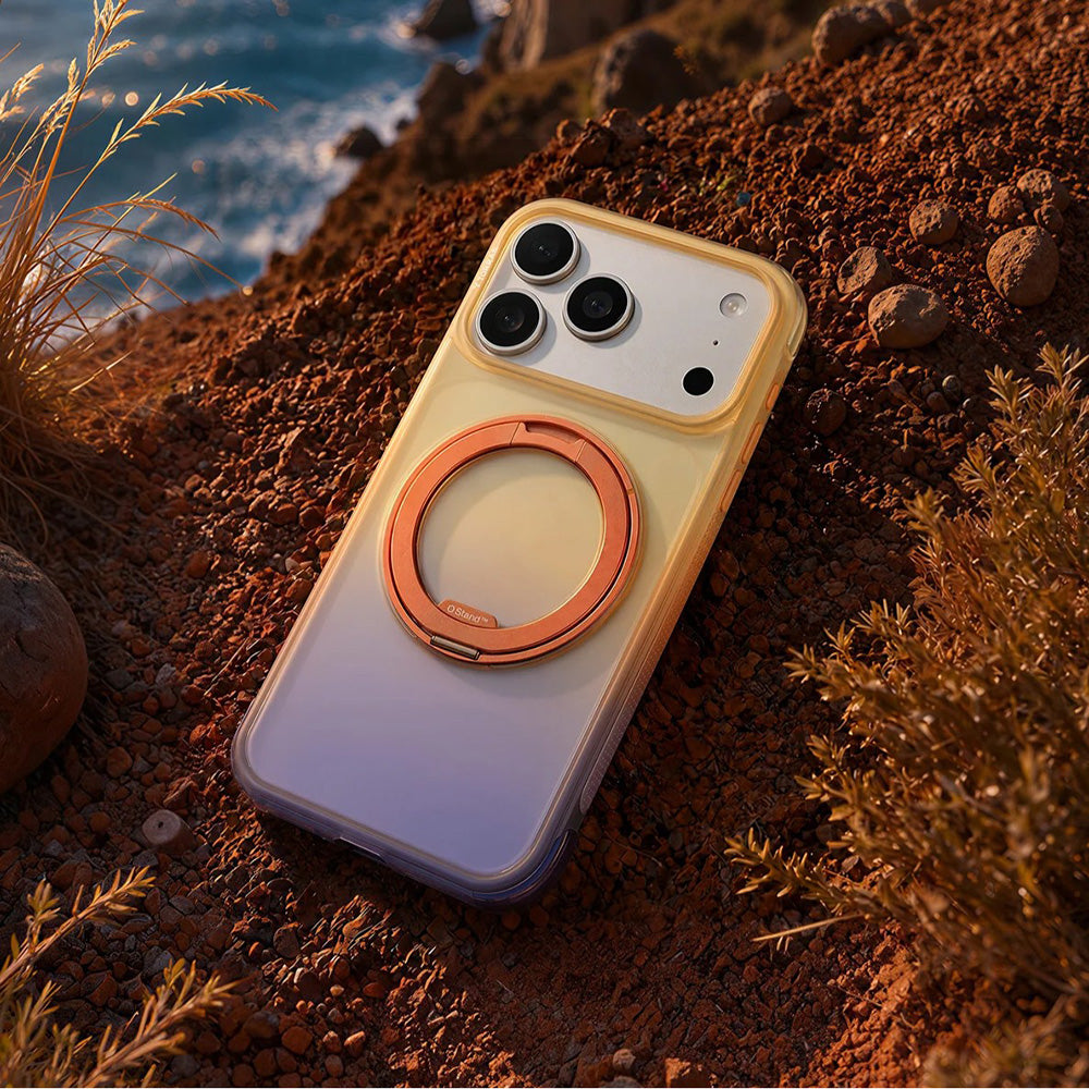 Handyhülle für iPhone 18 Pro / 17 Pro, Torras Ostand O3 Air Gradient für MagSafe, Orange-Violett (5/10)