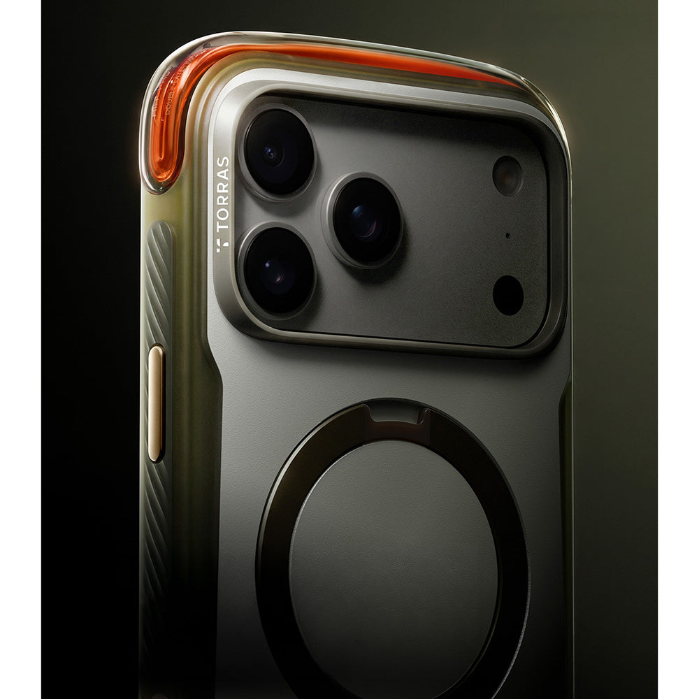 Handyhülle für iPhone 18 Pro / 17 Pro, Torras Ostand Q3 Air Pro mit MagSafe, Grau-Grün (4/7)
